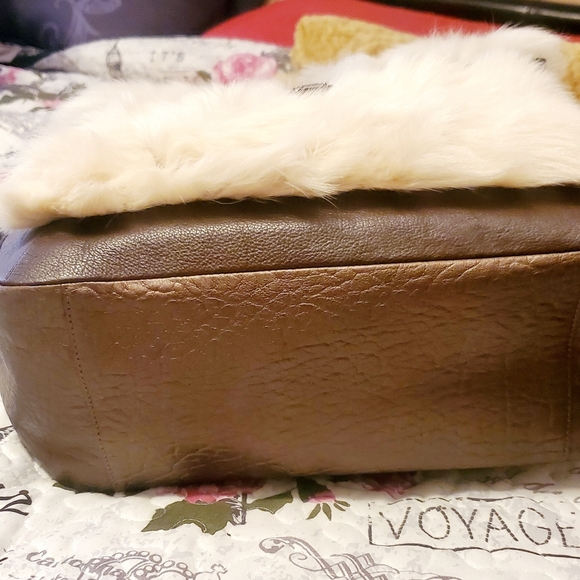 COACH Specialty Product: Fur Bag. Rich burgundy with cream fur accents. RARE! - Picture 6 of 16
